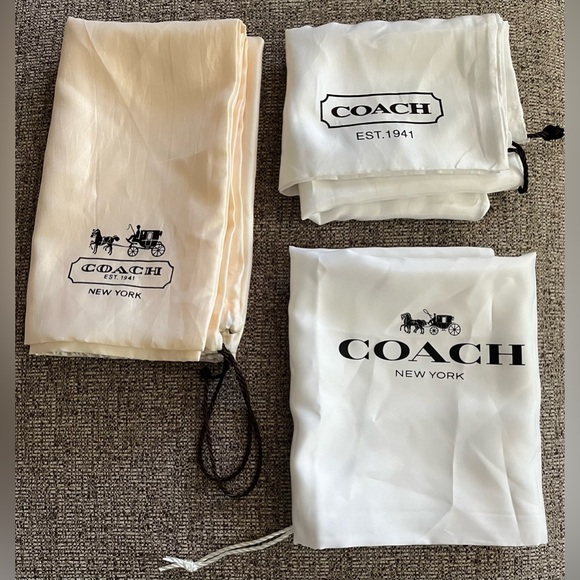 Coach Handbags - Coach Purse Drawstring Dustbag 20x24, 15x24 inches White Logo Carriage EST 1941